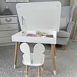 Стіл і стілець із нішею для дитини та малюка, комплект дерев'яної яскравої дитячої меблів для занять творчості, фото 7