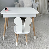 Стіл і стілець із нішею для дитини та малюка, комплект дерев'яної яскравої дитячої меблів для занять творчості, фото 6