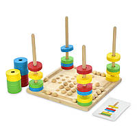 Детский развивающий центр-игрушка MD 1921 Деревянная игровое поле Пирамидка с магнитными кольцами