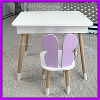 Детский набор яркой мебели столик стульчик для малыша, столик и стульчик из дерева для занятий игр и развития Фиолетовый