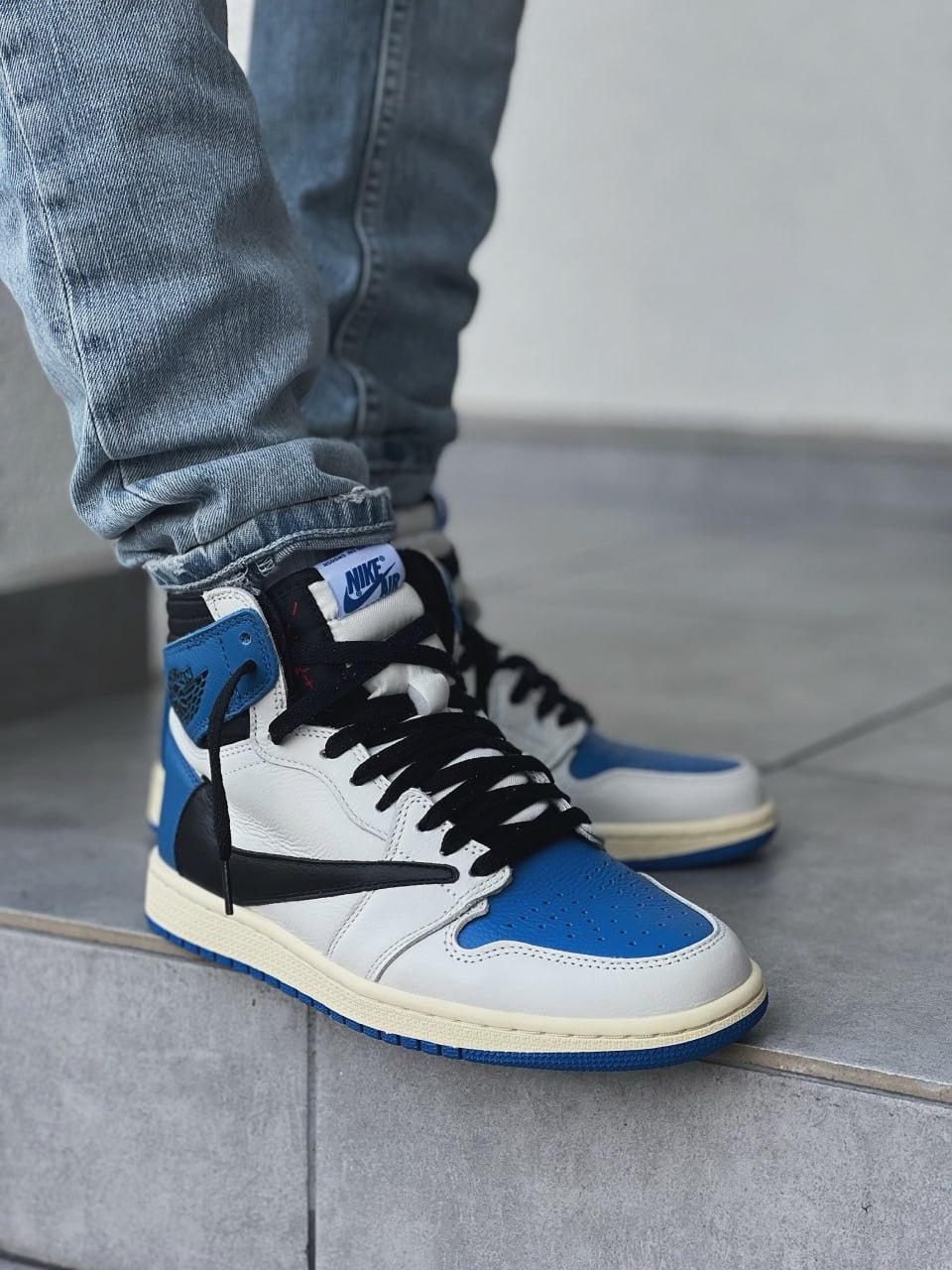 Кросівки чоловічі білі Jordan 1 High OG SP Fragment x Travis Scott (15960)