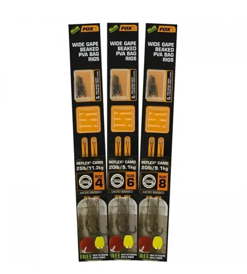Готовий повідець Fox Edges Wide Gape Beaked PVA Bag Rigs Camo 20lb Size 6