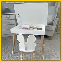 Стіл і стілець із нішею для дитини та малюка, комплект дерев'яної яскравої дитячої меблів для занять творчості