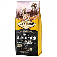 Сухой корм для взрослых собак Carnilove Fresh Chicken Rabbit 12 кг DH, код: 2644356