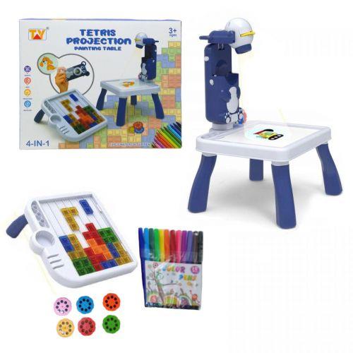 Детский столик для рисования с проектором, мозаика-тетрис (синий) [tsi237771-TSІ] - фото 1 - id-p2181274031