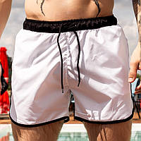 Чоловічі шорти пляжні Intruder білі з чорним / Повсякденні шорти / Швидковисихаючі шорти на пляж / Шорти для плавання