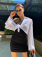 Женский костюм (рубашка + платье);Цвет: черный+белый ;Размер: универсальный (42-46)