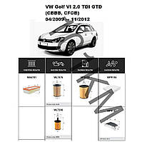 Комплект фільтрів VW Golf VI 2.0 TDI GTD (2009-2012) WIX