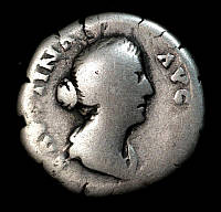 Монета Древнего Рима денарий Фаустина Августа