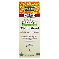 Flora, Udo's Choice, сертифицированная органическая смесь Udo's Oil с высоким содержанием лигнана 3, 6, 9, 500