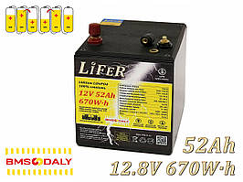 Літієвий Акумулятор LiFeR 12в 50ач LiFePO4, АКБ для ДБЖ, для безперебійника, для інвертора, для дому 220 вольт