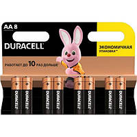 Батарейка AA (LR6), щелочная, Duracell Duralock Basic, 8 шт, 1.5V, (MN1500 8BL) (код 1502425)