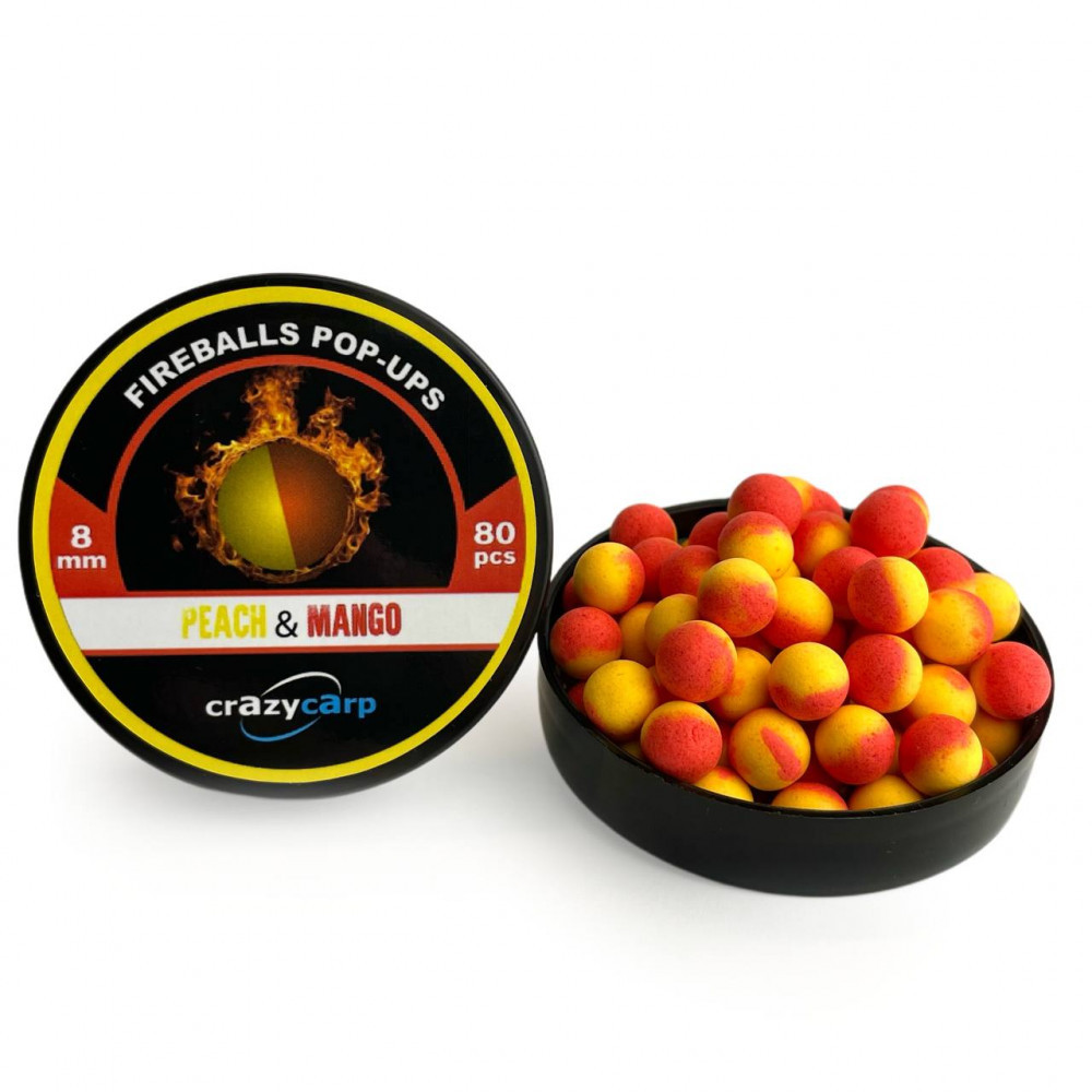 Плаваючі бойли Crazy Carp Fireballs Pop-ups Peach&Mango 8мм