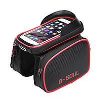 Сумка-штаны велосипедная под смартфон на раму BAO-003 черно-красная