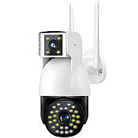 Поворотная уличная WiFi камера видеонаблюдения uSafe OC-03DL-PTZ, с 2 объективами, 4 МП, 1080P.