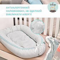 Кокон позиціонер для сну немовлят SEI DESIGN бавовна 88х60х12 см гніздечко натуральна тканина антиалергенний, фото 3
