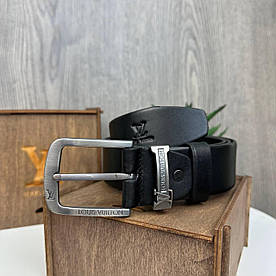 Чоловічий шкіряний ремінь-стиль Луї Вітон чорний класичний поясний