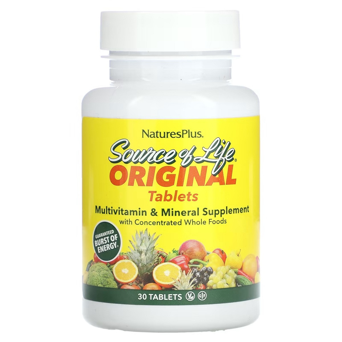 Мультивітаміни та мінерали, Source of Life, Multi-Vitamin&Mineral Supplement, Natures Plus, 30 таблеток