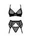 Комплект Obsessive Chemeris 3-pcs set M/L, стрінги, пояс для панчіх, бюстгальтер, фото 4