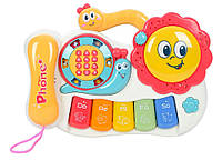 Детское игрушечное пианино-телефон 25821E Пианино с световыми эффектами 2 режима громкости