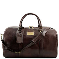Дорожная кожаная сумка-даффл с карманом сзади Tuscany TL141247 Voyager (Темно-коричневый)