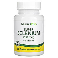 Селен із вітаміном Е, 200 мкг, Super Selenium With Vitamin E, Natures Plus, 90 таблеток