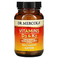 Вітаміни D3 і K2, 5000 МО, Vitamins D3 & K2, Dr. Mercola, 90 капсул