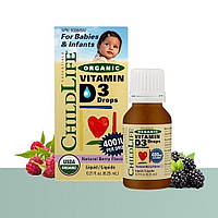 Рідкий вітамін D3 для дітей зі смаком Ягід, 400 МО, Organic Vitamin D3 Drops, ChildLife, 6,25 мл