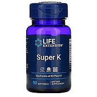 Вітамін К у двох формах (К2 + К1), Life Extension, Super K, 90 капсул