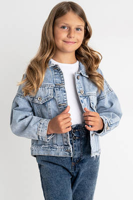 Піджак дитячий для дівчинки джинсовий блакитного кольору 176840T Безкоштовна доставка