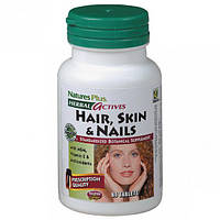 Комплекс для кожи волос ногтей Nature's Plus Herbal Actives Hair Skin Nails 60 Tabs BX, код: 7572607