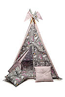 Вигвам детская игровая палатка Kospa Пони 160х115х115 см Серый с розовым GG, код: 8244968