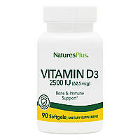 Вітамін D3, 2500 МО, Natures Plus, 90 гелевих капсул