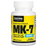Вітамін K2 у формі MK-7, 90 мкг, MK-7, Vitamin K2 as MK-7, Jarrow Formula, 120 гелевих капсул