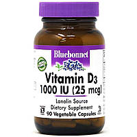 Вітамін D3 1000IU, Bluebonnet Nutrition, 90 вегетаріанських капсул