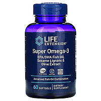 Супермега-3, Omega Foundations, Super Omega-3, Life Extension, 60 Желатинових капсул