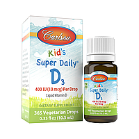 Вітамін D3 для дітей у Каплях, 400 МО, Kid's Super D3, Carlson, 10.3 мл