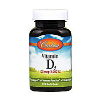 Вітамін D3, 4000 МО, Vitamin D3, Carlson, 120 желатинових капсул