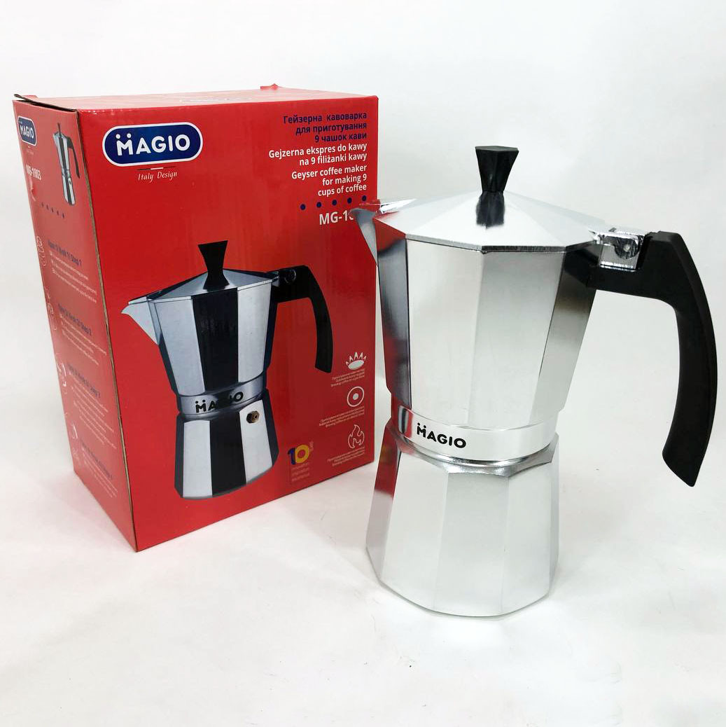BTI Гейзерная кофеварка Magio MG-1003, кофеварка для индукционной плиты, гейзер для кофе - фото 6 - id-p2181351204