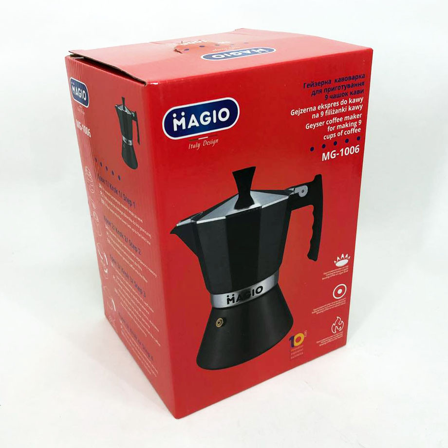 BTI Гейзерная кофеварка Magio MG-1006, кофеварка для индукционной плиты, гейзер для кофе - фото 6 - id-p2181351207