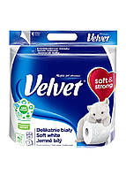 Туалетная бумага Velvet Soft White трехслойная 150 отрывов 4 рулона DH, код: 8149890