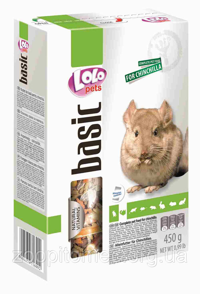 LOLO PETS Корм для шиншиллы полнорационный 450 гр LOLO PETS Корм для шиншиллы полнорационный 450 гр