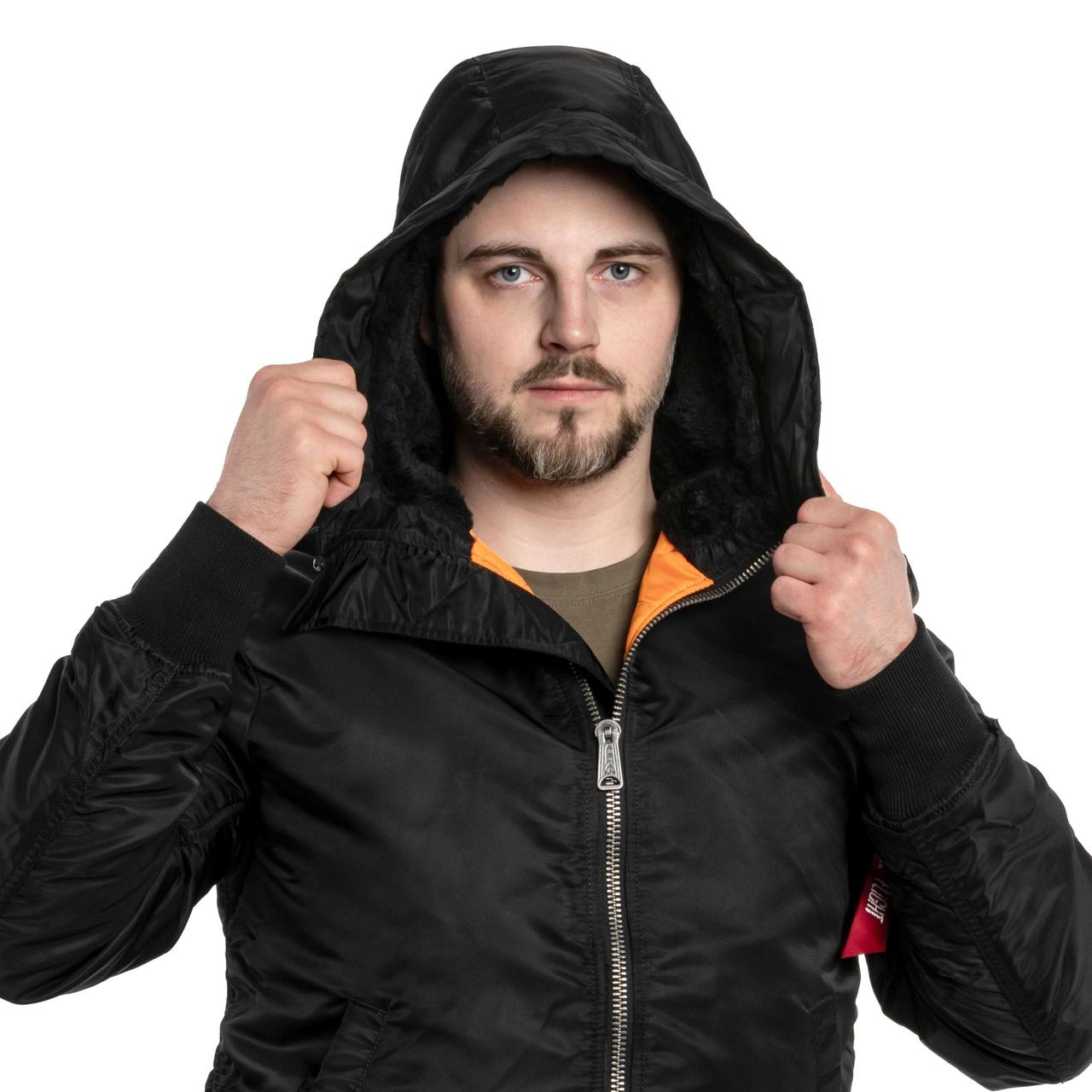 Куртка Alpha Industries MA-1 Hooded - Black - фото 8 - id-p2181451792