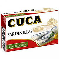 Сардины CUCA SARDINILLAS EN ACEITE DE OLIVAбрутто(90гр.) нетто(63гр.), оригинал. Доставка от 14 дней