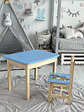 Столик дитячий зі стільчиком з нішою пеналом 46х60х45 см для творчості малювання ігор та навчання синій стіл для дітей, фото 7