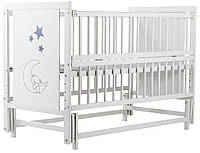 Кровать Babyroom Медвежонок M-02 маятник, откидной бок  бук белый