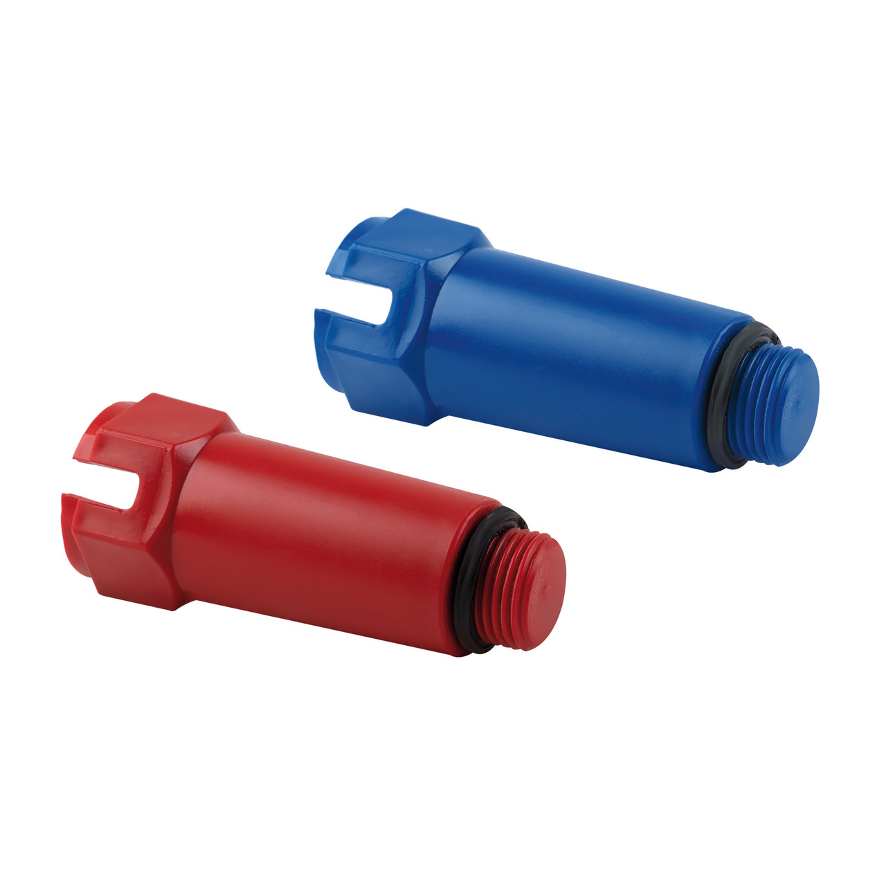 Заглушка подовжена для поліпропіленових труб Thermo Alliance 1/2 дюйма, зовнішнє різьблення, синє/червоне