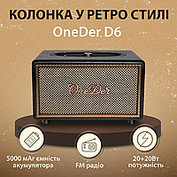 Портативна колонка Bluetooth OneDer D6 потужна з Bluetooth TF/USB/AUX 40 Вт Чорний