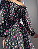 Чорна легка романтична міні сукня весна-літо крою клеш в квітковий принт з приємної м'якої тканини софт, фото 3