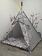Большая палатка Вигвам с Перьями детская, 150х150х200см,, Подвеска сверху в подарок